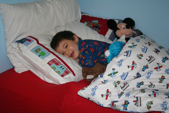 Caleb in his new big boy bed