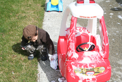 Washing the wheels!