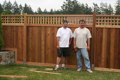 Our new fence - and the handymen that built it