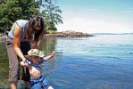 Splashing  in the ocean